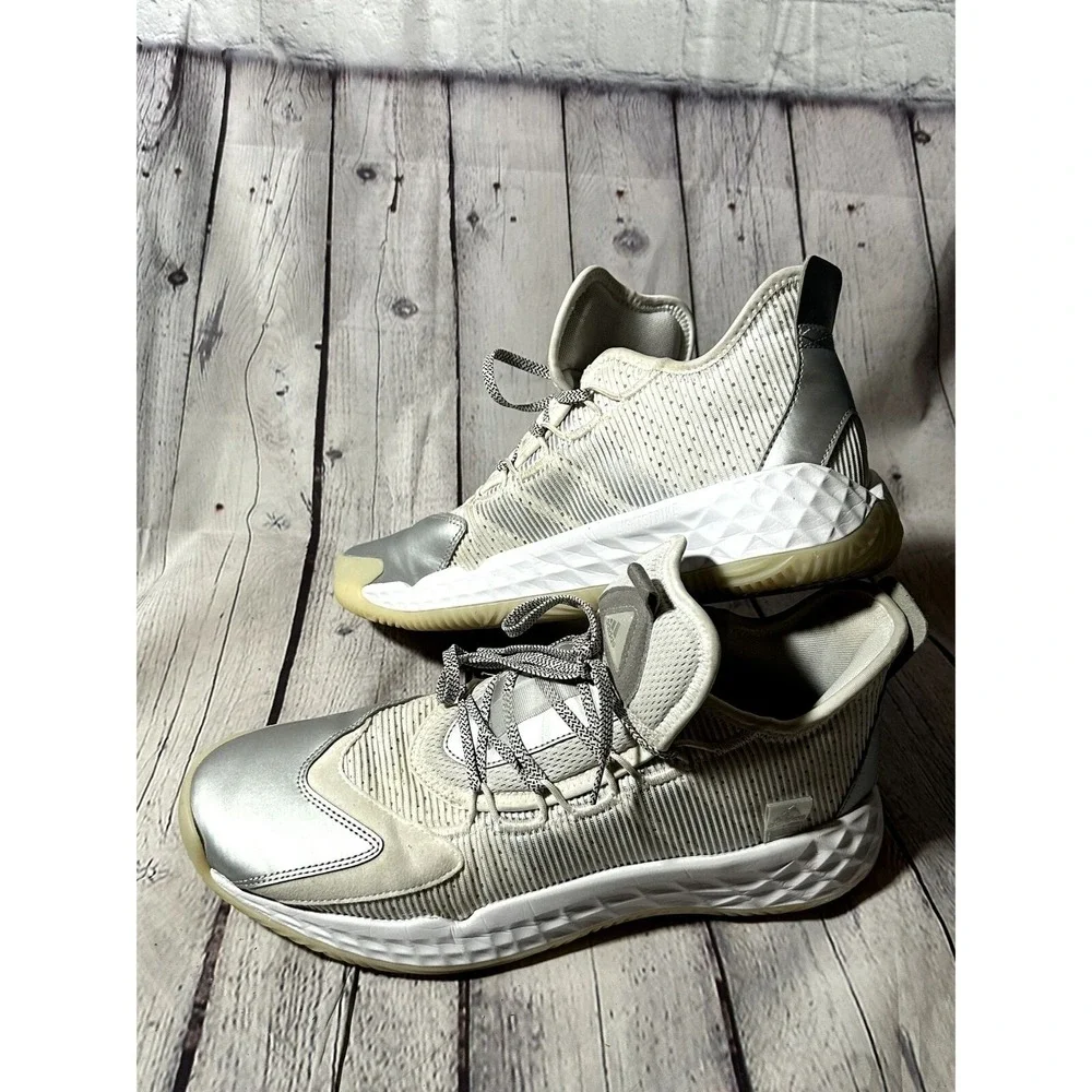 Adidas Pro Boost Low Mens Basketball Shoes White Silver FW9485 Size 12.5